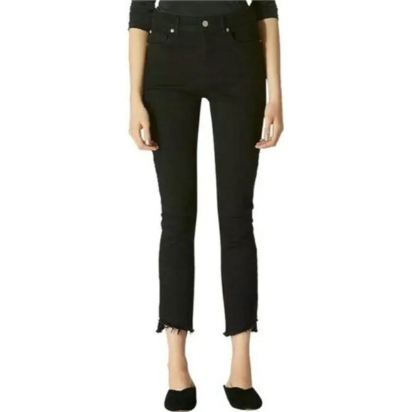 Avec Les Filles Black Raw Hem High Rise Skinny Jeans 25 - Picture 1 of 6